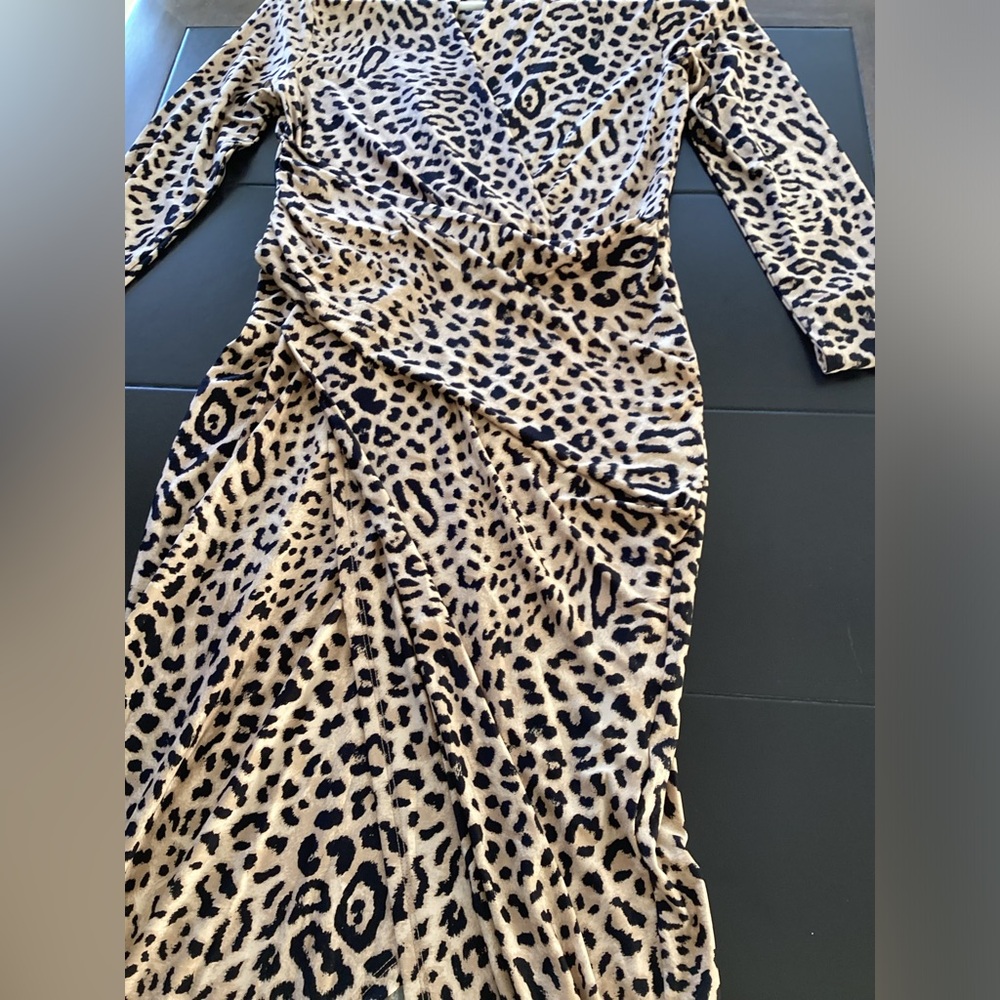 Rachel Roy Leopard Jersey Midi Dress Small
